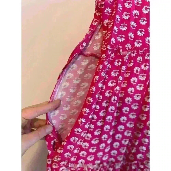 J. Crew 100% Viscose Pink Floral V-Neck Midi Dress Size 4 - Picture 4 of 7